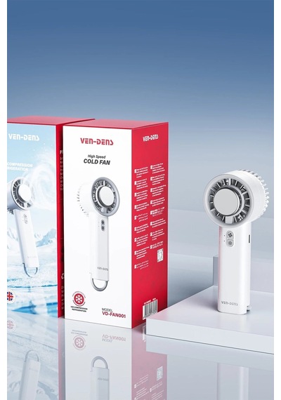 Ven-dens Vd-fan001 Usb Şarjlı Taşınabilir Mini Vantilatör, 3 Kademeli Hız, Kablosuz Kullanım, Mavi