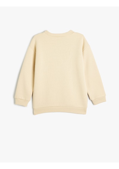 Koton Basic Sweatshirt Uzun Kollu Bisiklet Yaka Bej 5wkb10071tk Ekru
