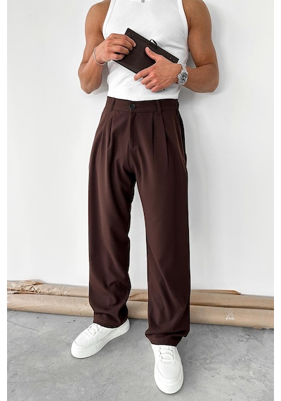 Kahverengi Basic Premium Kumaş Pantolon Kahverengi