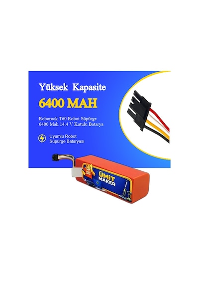 Roborock T60 Robot Süpürge 6400 Mah 14.4 V Kutulu Batarya  Uyumlu Uzun Ömürlü, Yüksek Performans Pil