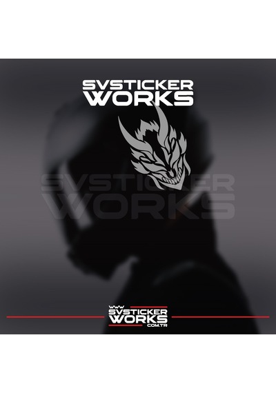 Dragon Ejder Kask Sticker Tüm Kasklar Uyumlu Tek Yön 1 Adet Gri