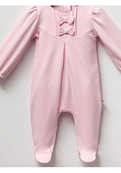 Tongs Baby Kız Bebek Şapkalı Fiyonklu Tulum-15128 Pudra
