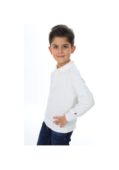 Toontoy Kids Toontoy Erkek Çocuk Baskılı Polo Yaka Düğmeli Uzun Kollu Tişört Ekru