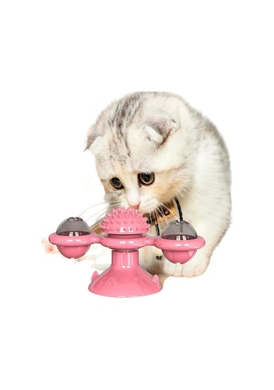 Biishe Pet Malzemeleri Vantuzlu Fırıldak Toplu Dönen Şeffaf Depo Tasarım İnteraktif Kedi Oyuncağı