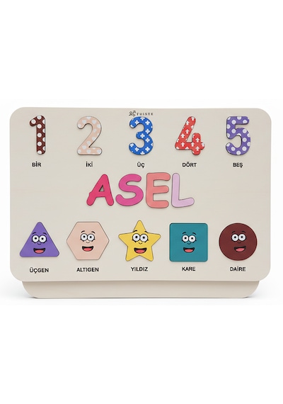 İsimli Kız Çocuk Odası Hediyesi Ahşap Puzzle, El Yapımı, Bebek Hediyelik Hatıralık Dekor Set 6