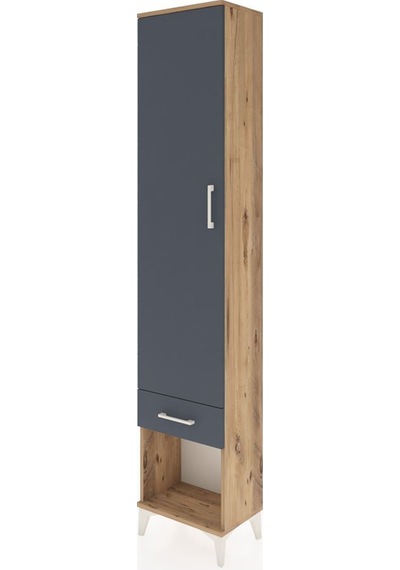 Arges Dolap 4 Raflı Tek Çekmeceli Tek Kapaklı 44x30x221 Çam-antrasit Atlas Çam