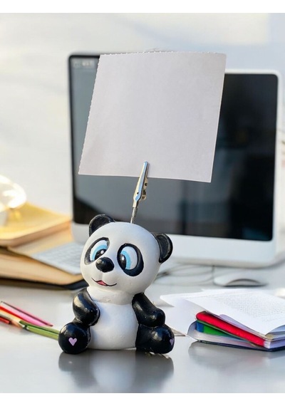 Tatlı Sevimli Kawaii Panda Fotoğraf Not Tutacak Ofis Hediye Tutucu Siyah Beyaz