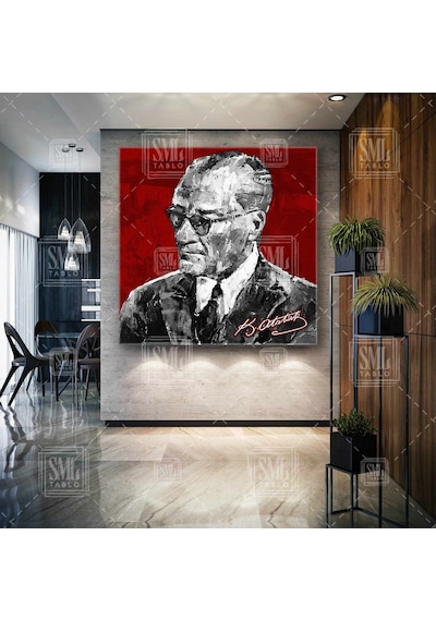 Mustafa Kemal Atatürk Imzası Beşiktaş Kanvas Tablo 80 X 80 Cm