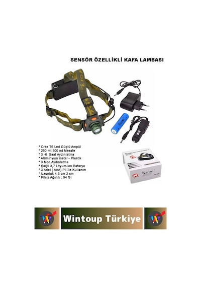 Profesyonel Kamp Avcı Balıkçı Deprem Güçlü Işık 3 Modlu Şarjlı Sensörlü Kafa Lambası Çok Renkli