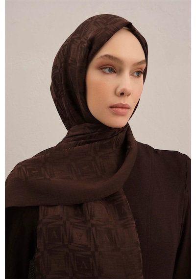 Armine Lyocell Naia Kare Monogram Şal 6 Acı Kahverengi