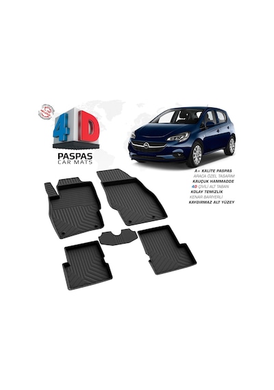 Opel Corsa E 4d Araca Özel Havuzlu Kauçuk Paspas 2014-2019