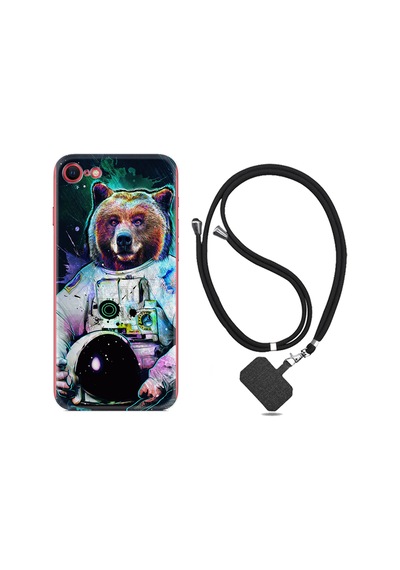 Apple Uyumlu iPhone 6 6S Kılıf Boyun Askılı Astronot Panda 1755