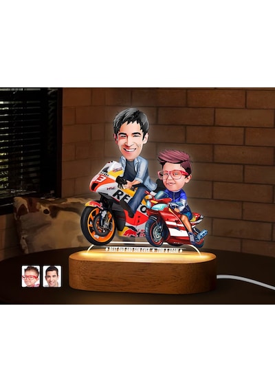 Bk Gift Kişiye Özel Baba-oğul Karikatürlü Dekoratif 3d Biblo Led Işıklı Gece Lambası-4, Babaya Hediye, Babalar Günü Hediyeleri Kobitmeyen138256 Bk Gif