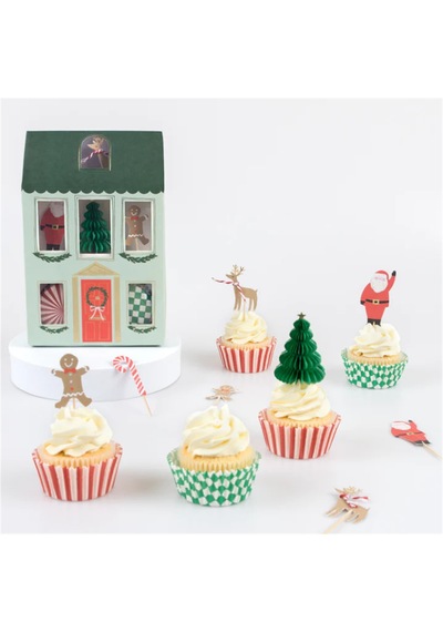Meri Meri - Festive House Cupcake Kit - Yeni Yıl Evi Cupcake Kit 24'lü