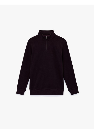 Koton Regular Fit Uzun Kollu Yarım Fermuarlı Sweatshirt Bordo 6wam70199mk