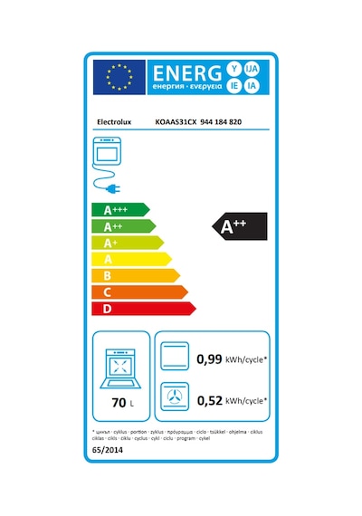 Electrolux KOAAS31CX 70 LT Tam Buharlı Ankastre Fırın