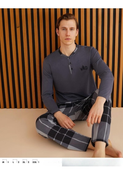 Pijamoni Erkek Süprem Uzun Kol İnce Pijama Takımı 6300 / 13 - 1 Adet 001