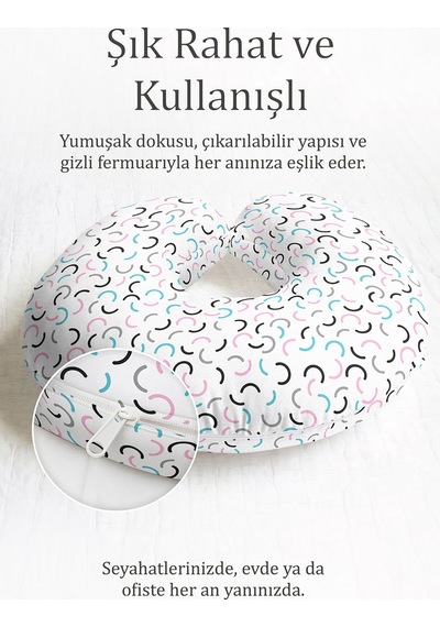 Modern Çizgili Pamuklu Boyun Yastığı - Pastel Renkli Minimal Desen Seyahat Yastığı Doygun Okyanus Terrakota