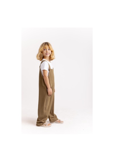 Oliven The Kid Unisex Bol Paça Keten Salopet Caramel Caramel Kahverengi