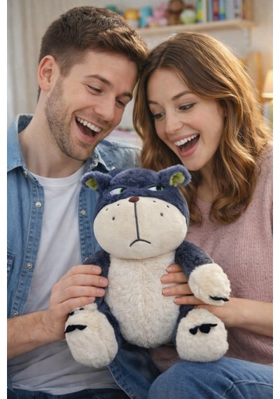Klc Yumuşacık Kızgın Kötü Kedi Orijinal Model Peluş Kedi Oyun Ve Uyku Arkadaşı Gri Gri