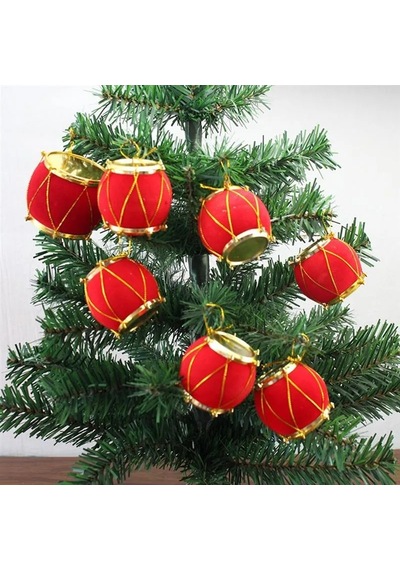 Yılbaşı New Year Çam Ağacı Mini Tambur Süs 6'lı