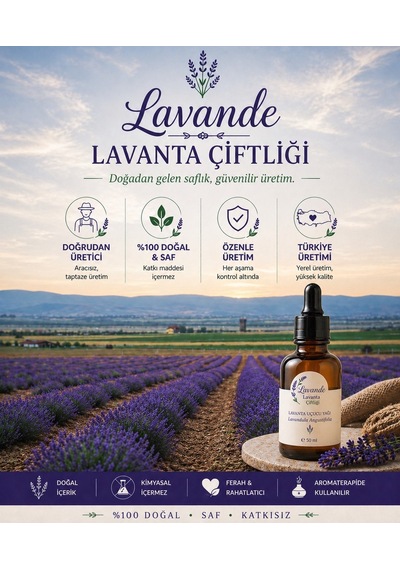 Lavande Lavanta Çiftliği Lavanta Yağı L.Angustifolia Cam Damlalıklı 50 ML