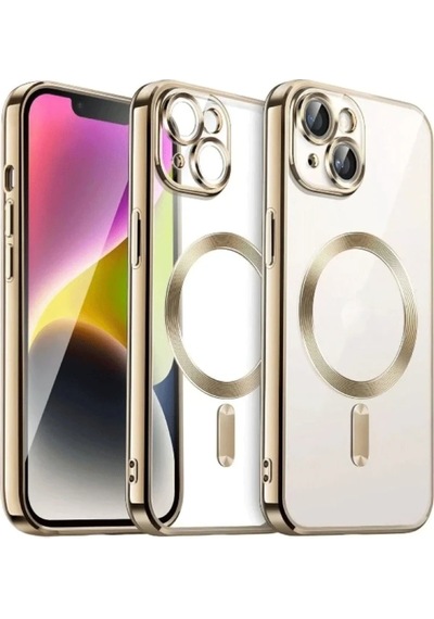 Newface Apple iPhone Uyumlu  13 Kılıf Kross Magneticsafe Kapak Gold