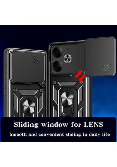 Teleplus Tecno Pova 6 Kılıf Magnetik Standlı Kamera Korumalı Slide Sürgülü Cover Kapak Lacivert