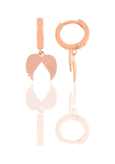Gümüş Kanat Küpe Barcode Gold - Rose Gold - Rodyum
