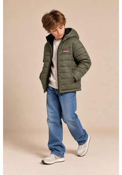 Alexandergardi Puffer Kapüşonlu Unisex Çocuk Şişme Mont Haki