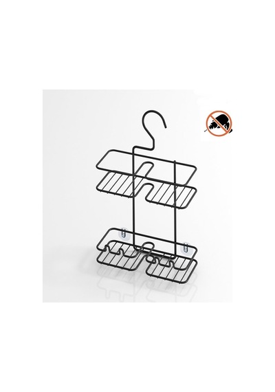 Tekno Tel Bk-067 Asmalı 2 Katlı Düz Banyo Duş Rafı Siyah