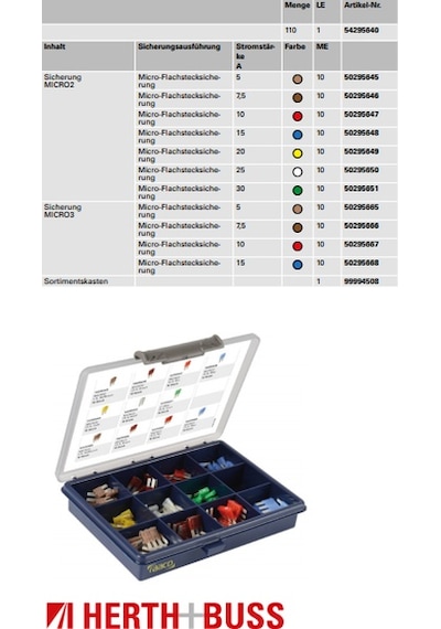 Herth buss 54295640 Mini Biçak Sigorta ve 3 Ayaklı 110 Parça