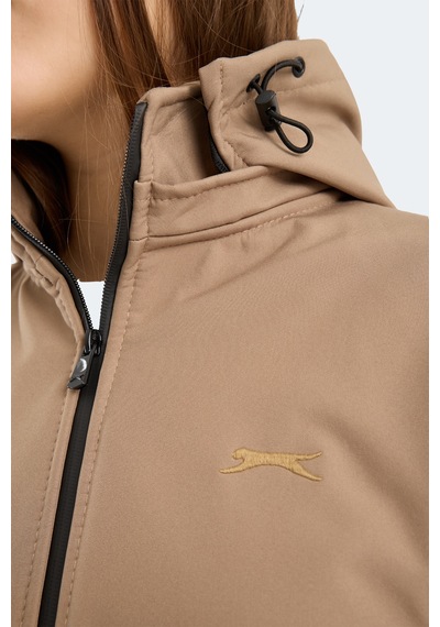 Slazenger Heat Control Kadın Çıkarılabilir Kapüşonlu Bej Mont & Kaban Bej