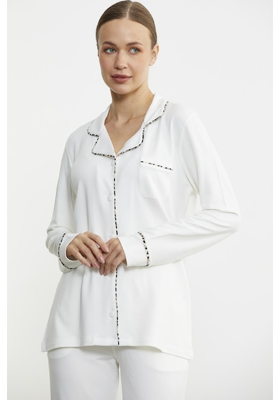 Sementa Düz Renk Gömlek Model Pijama Takım - Kemik Kemik Sementa Düz Renk Gömlek Model Pijama Takım - Kemik Kemik