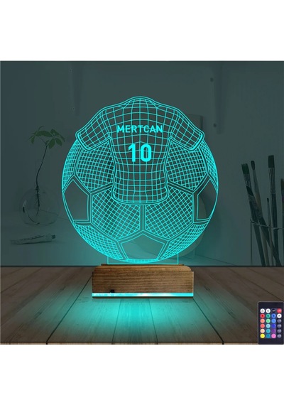 Luvivia Futbol Topu Forma Taraftar Kişiye Özel 3d Lamba - Masa Gece Lambası Şeffaf