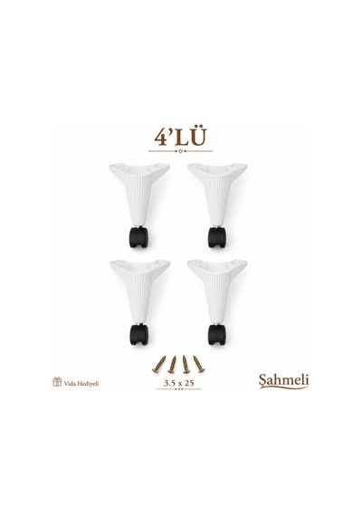 Store Tekerlekli Sehpa Ayağı 20 Cm 360 Derece 4 Adet Beyaz Ayak Beyaz