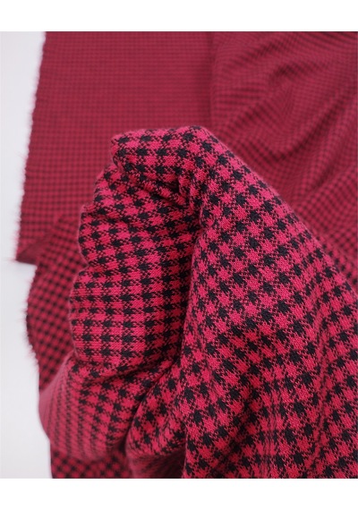 Kırmızı Siyah Pötikareli İnce Esnek Jakarlı Örme Kumaş Hırkalık & Kazaklık 140x200cm-12661 Kırmızı,siyah