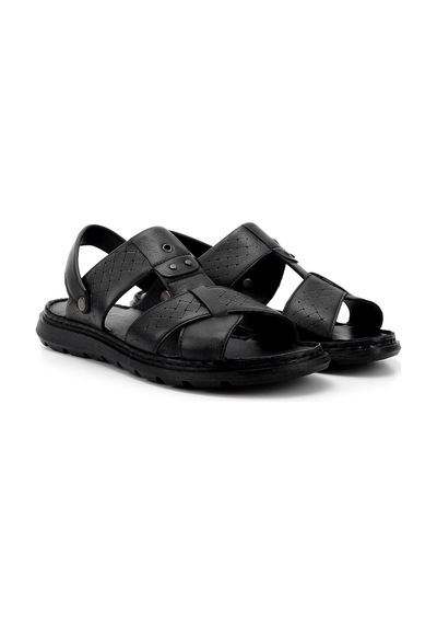 Gönderi(R) Gönderi R Siyah Hakiki Deri Comfort Sandalet Siyah