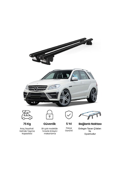 Venüs Mercedes-benz Ml 2011-2015 Uyumlu Siyah Ara Atkı Port Bagaj Tavan Barı