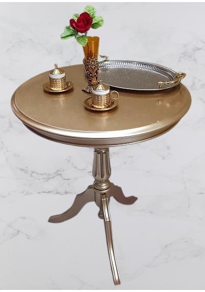 Fiskos Eko 90501 Baba 3 Kayın Ayak 60 Cm Hareketli Mdf Tabla Parlak Gold El Yapım