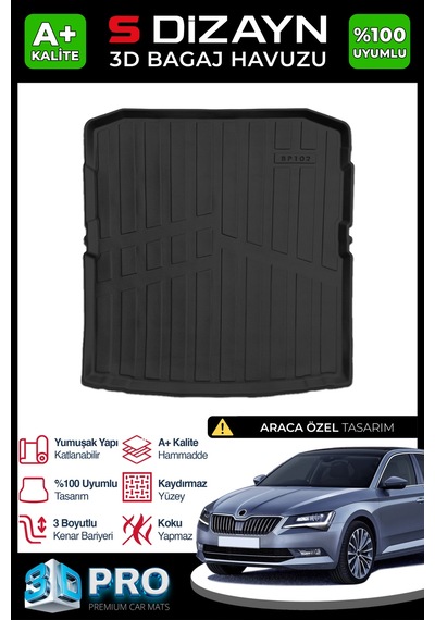 S-dizayn Skoda Superb 3d Pro Bagaj Havuzu 2015-2024 A+ Kalite