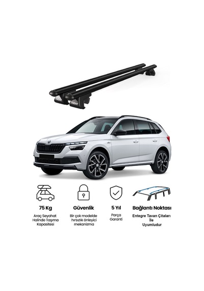 Venüs Skoda Kamiq 2019 Ve Sonrası Uyumlu Siyah Ara Atkı Port Bagaj Tavan Barı