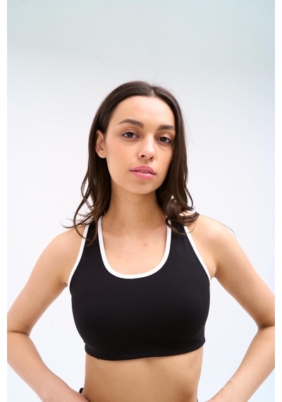 Normal People Aısa - Spor Bra / Şeftali Dokulu Peach Skin Kumaş Siyah