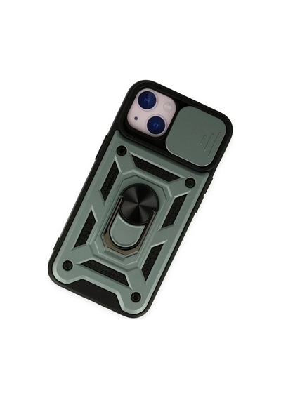 Newface Apple İphone 14 Kılıf Pars Lens Yüzüklü Silikon - Yeşil