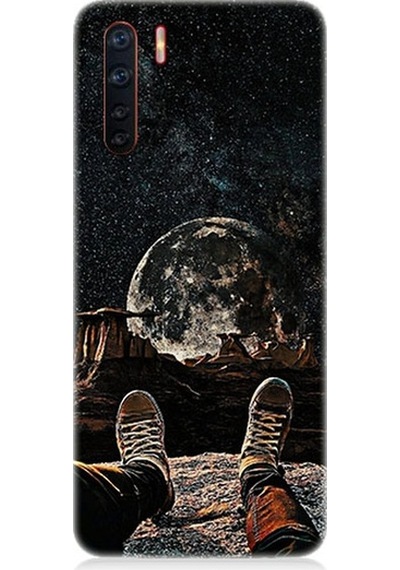 Oppo Reno 3 Uyumlu Yıldızlı Bir Gece Ve Ay Desenli Silikon Kılıf