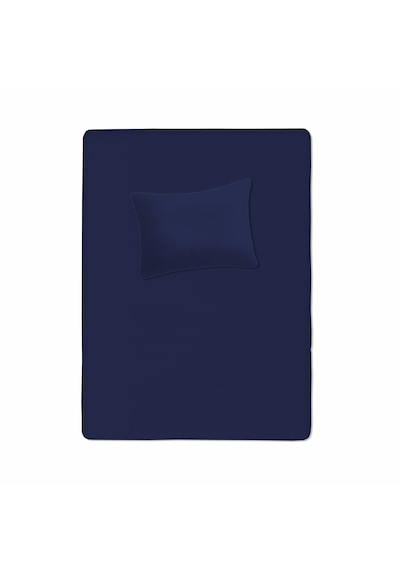 %100 Pamuklu Bebek Aparalı Çarşaf 115x150 + Bebek Yastık Kılıfı 35x45 Lacivert