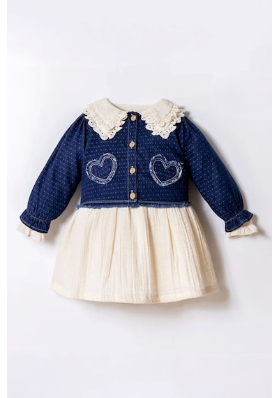 Miniğimin Cicileri Minigimin Cicileri Kalp İşleme Denim Ceket Bebe Yaka Müslim Elbise 2'li Kız Çocuk Takım - Koyu Mavi Miniğimin Cicileri Minigimin Cicileri Kalp İşleme Denim Ceket Bebe Yaka Müslim Elbise 2'li Kız Çocuk Takım - Koyu Mavi