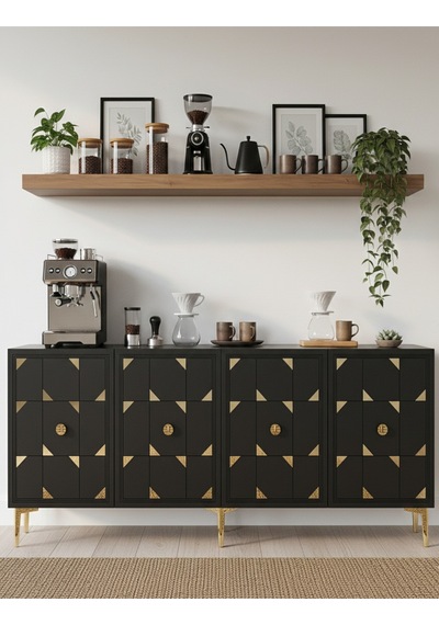 Ka1523ag Moka Konsol Ve Tv Sehpası Antrasit-gold 150cm
