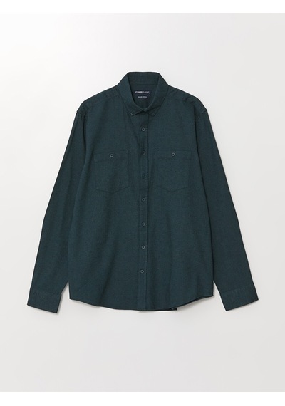Lcwaıkıkı Classic Yeşil Regular Fit Uzun Kollu Gabardin Erkek Gömlek