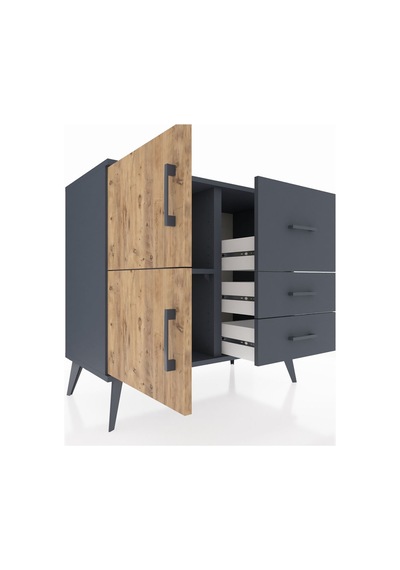 Hyperion Şifonyer Tek Raflı 3 Çekmeceli 2 Kapaklı 88x44x80 Antrasit-çam/antrasit Çam/antrasit Hyperion Şifonyer Tek Raflı 3 Çekmeceli 2 Kapaklı 88x44x80 Antrasit-çam/antrasit Çam/antrasit